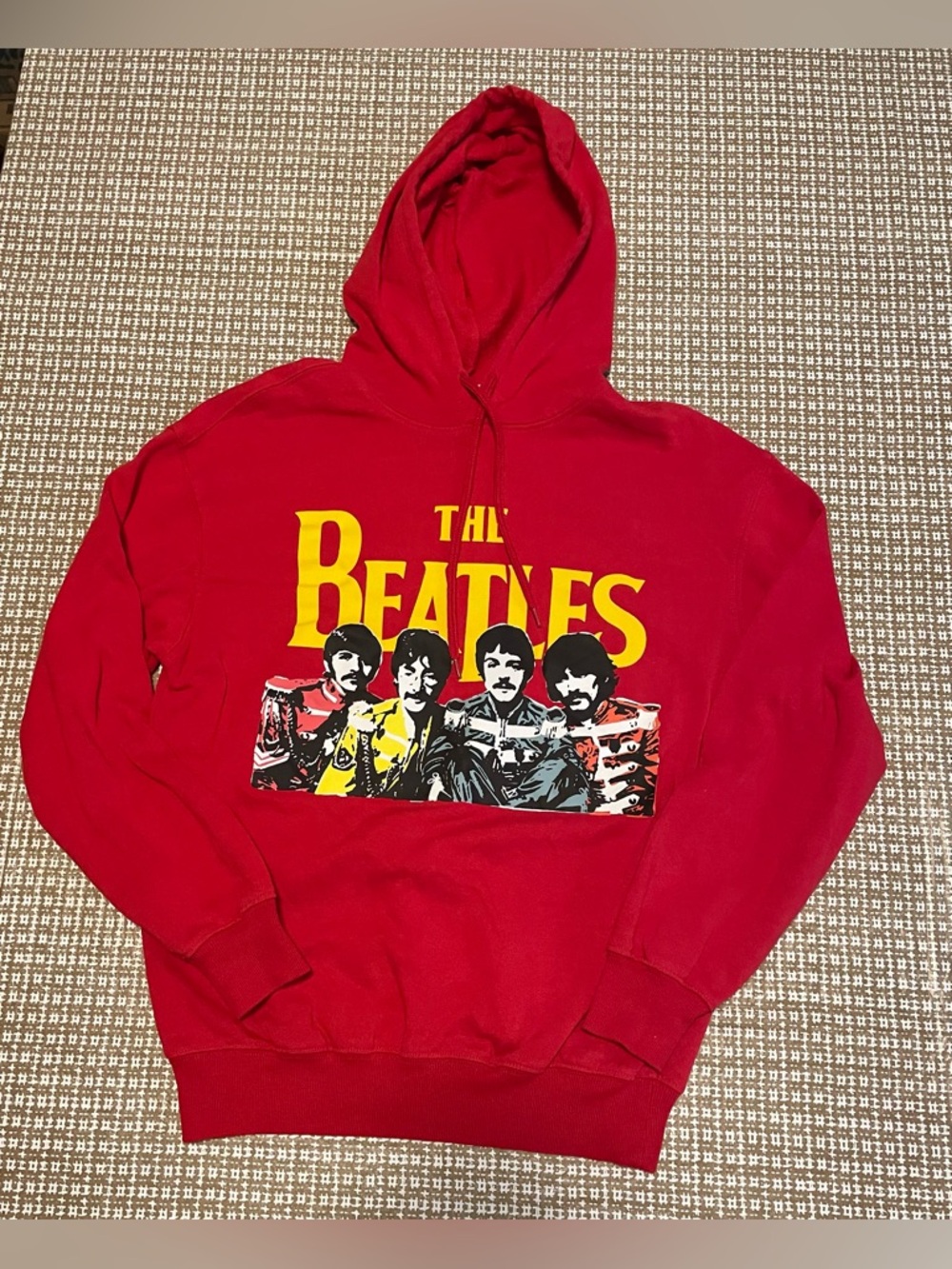 The Beatles Hoodie Sweatshirt Officially Licensed Graphic Red Women’s XS EUC